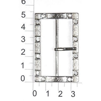 Пряжка металл 45х25мм цв никель с язычком со стразами (уп 10шт) 7642К0