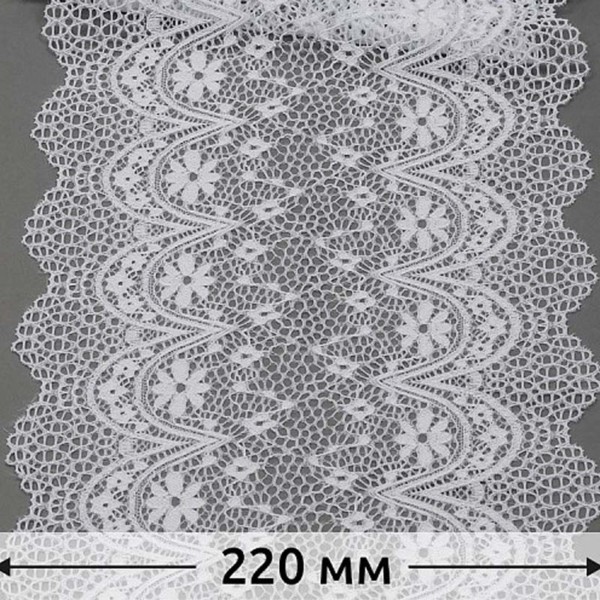 Кружево-стрейч KRUZHEVO арт.TBY 8013 шир.220мм цв.01 белый0